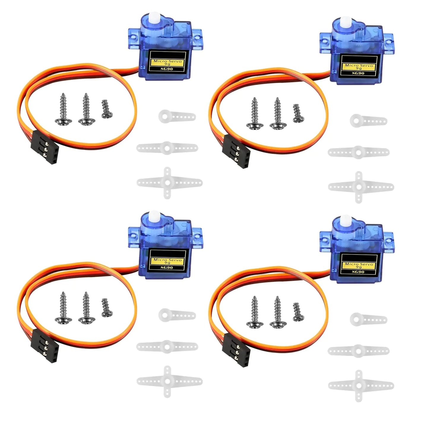 4Pcs SG90 Micro Servo Motor 180 Degree SG90 9G Gear Motor Control for Arduino Raspberry Pi RC Car Toy Robot Helicopter Airplane Controls Car Boat DIY