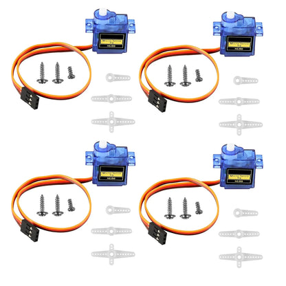 4Pcs SG90 Micro Servo Motor 180 Degree SG90 9G Gear Motor Control for Arduino Raspberry Pi RC Car Toy Robot Helicopter Airplane Controls Car Boat DIY